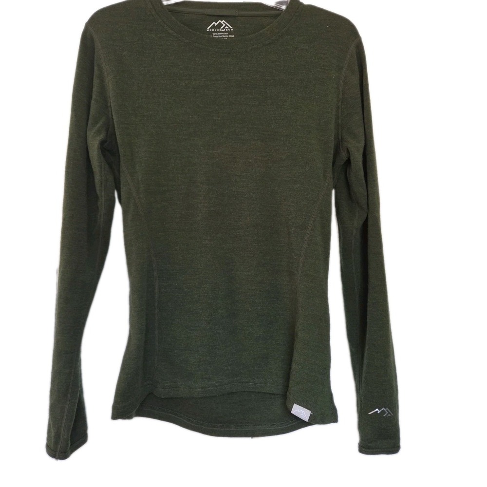Merino.tech WomenMerino 320 Olive Green 100% Superfine Merino Wool Base Layer M